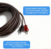 Cable RCA macho-hembra 2RCA a 2RCA, niquelado, con revestimiento de PVC, para conectar audio en televisores y amplificadores de coche.