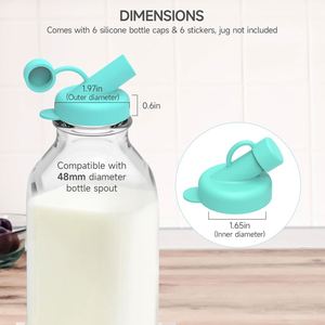 ฝาขวดนมซิลิโคนป้องกันการรั่วซึม ฝาปิดเก็บความสดใหม่ ฝาปิดขวดแก้วแบบใช้ซ้ำได้ ฝาครอบเปลี่ยนสำหรับเครื่องจ่ายนม - Product Image 2