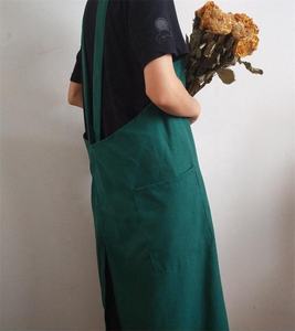 Vente en gros Logo personnalisé coréen <span class=keywords><strong>japonais</strong></span> gris coton <span class=keywords><strong>lin</strong></span> croix arrière Art publicitaire robe fleuriste tabliers de cuisine - Product Image 5