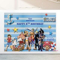 Décorations de fête d'anniversaire One Piece personnalisables pour enfants, panneau de bienvenue Luffy, affiche numérique en panneau KT