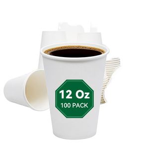 100 gobelets à café jetables de 12 oz, étanches, pour boissons chaudes/froides, usage au bureau, à la maison et pour les fêtes - Product Image 1