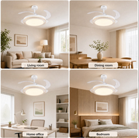 Lustre en cristal ventilateur lumière luxe décoratif doré 42 pouces lame cachée LED ventilateur de plafond avec lumière et télécommande