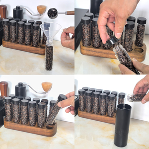 Factory Price Single Dose Coffee Bean Storage Tubes Glass Dosing Vials Espresso Beans Sealed <strong>Container</strong> Wooden Holder Stand - Product Image 5