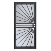 Porte grillagée de sécurité extérieure en acier de luxe en métal pour les maisons, portes moustiquaires simples noires en fer forgé