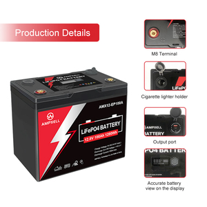 Vente en gros d'usine AMPXELL Batterie au lithium 12V 100Ah 18650 adaptée aux véhicules solaires, aux camping-cars AMX12-1000FE 12V 100Ah - Product Image 4