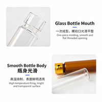 Flacon en verre ambré cylindrique droit de 5 ml, 10 ml, 15 ml pour liquides oraux, soins de santé, ou recharge de vinaigre
