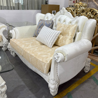 Ensemble de meubles de salon européens de luxe, canapé en bois et table basse avec rembourrage en éponge