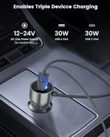Câble Starlink Mini 3 en 1, chargeur de voiture, câble d'alimentation, adaptateur allume-cigare 12V-24V, affichage numérique, USB C/USB A haute vitesse
