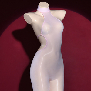 Viviblook Z406JP Mono de fiesta para mujer, sexy, transparente, sin espalda, con efecto brillante y medias, ideal para discoteca - Product Image 4