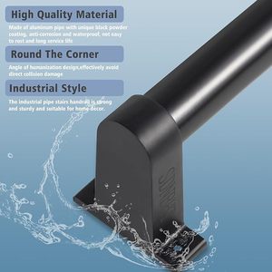 Tubería de <span class=keywords><strong>escalera</strong></span> rústica Instalación de tubería <span class=keywords><strong>Barandilla</strong></span> de mano de acero tubular y barandillas de <span class=keywords><strong>escalera</strong></span> Pasamanos negra de tubería de acero negro - Product Image 5