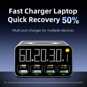 شاحن <span class=keywords><strong>USB</strong></span> C متعدد المنافذ 80 واط 8 منافذ شحن سريع من أجل ، مع شحن لاسلكي لأجهزة الكمبيوتر المحمول والكمبيوتر الشخصي والوسادات والهواتف - Product Image 3