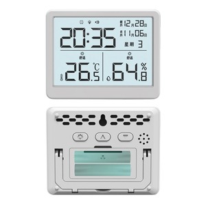 Indoor <b>Digital</b> Thermometer Hygrometer <b>Clock</b> Wall Mounted 8.8x6.8cm With Alarm And Date Display For Home Use - Product Image 3