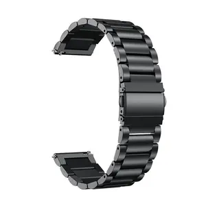 Jam Tangan Pintar Stainless Steel, Tali Pengganti untuk Samsung Galaxy Gear S2, Tali Olahraga Kupu-kupu Gesper Hitam