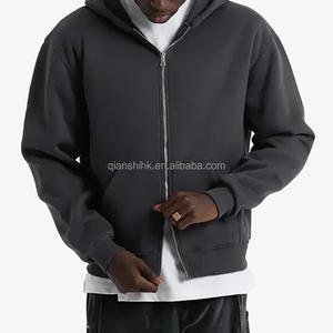 Full Zipper 100% Cotton <b>Thick</b> Baggy 400 450 Gsm Fleece Oversized French Terry <b>Hoodie</b> <b>for</b> <b>Men</b> Heavyweight Vintage Zip up <b>Hoodie</b> - Product Image 2
