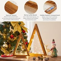 Mini sapin de Noël en bois moderne TSINYE avec éclairage LED, décoration triangulaire, alimentation secteur, lampe de table de Noël