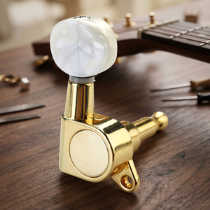 Clavijas de Afinación Estilo Gotoh E53BB Deluxe Doradas con Botón Perlado Blanco Hechas en Corea, Piezas y Accesorios para Guitarra - Product Image 3