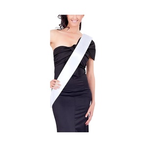 Banda de satén blanca para concursos de belleza, ocasiones navideñas, fiestas de cumpleaños, regalos de graduación, con logotipo personalizado DIY - Product Image 1