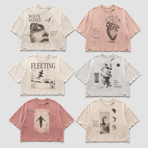 เสื้อยืดโอเวอร์ไซส์แบรนด์ส่วนตัว ผ้าคอตตอนหนา 300GSM ซักแบบ Dirty Wash ทรงบ็อกซี่ ครอปปิ้ง ประดับคริสตัล เสื้อยืดผู้ชาย - Product Image 3