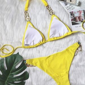 Maillot de bain une pièce uni pour femme en Spandex/Polyester à séchage rapide, coupe V-string, idéal pour le fitness (vente en gros) - Product Image 2