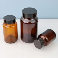 Flacon en verre ambré à large ouverture de 500 ml pour capsules, comprimés, vitamines, avec bouchon à vis en aluminium doré, logo personnalisé imprimé à l'écran