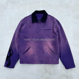High Quality Embroidery Zip up Workwear Vintage <b>Work</b> <b>Jacket</b> Manufacturer Custom Violet Acid Wash Heavyweight <b>Canvas</b> <b>Work</b> <b>Jackets</b> - Product Image 1