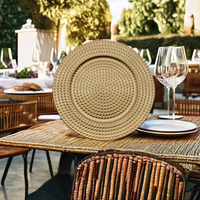 Plateau à fruits en plastique doré de style vintage de 13 pouces, plateau de service moderne de luxe pour la maison, ensemble de plats à dîner, utilisation en cuisine et pour les fêtes