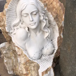 Grande <span class=keywords><strong>statue</strong></span> de femme <span class=keywords><strong>en</strong></span> <span class=keywords><strong>pierre</strong></span> naturelle de taille réelle, sculpture traditionnelle de dame de jardin <span class=keywords><strong>en</strong></span> marbre pour application extérieure - Product Image 4