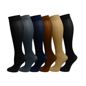 High Elasticity Compression <b>Socks</b> Medium Calf Solid Color Fitness Sports Yoga <b>Socks</b> <b>Black</b> Gray Navy Blue Coffee Skin Tone - Product Image 1
