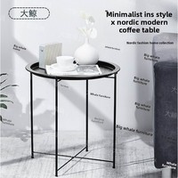 Table basse pliable multifonctionnelle en fer forgé de style nordique, design minimaliste pour salon, balcon et chambre