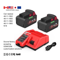 Baterai Alat Listrik XNJTG HOT 18V Isi Ulang untuk Paket Baterai Lithium Mil N-18B 6Ah Pengganti Baterai Mil 48-11-1811