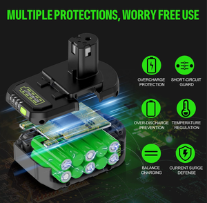 <span class=keywords><strong>Batterie</strong></span> rechargeable au lithium-ion 18V 7.0Ah de remplacement pour outils électriques <span class=keywords><strong>RYOBI</strong></span> - Haute capacité, qualité OEM d'usine avec sécurité - Product Image 4