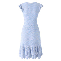 Robe Courte Tricotée Slim Ajustée pour Femme, Été 2026, Couleur Unie Vive, Col Rond, Sans Manches, Ourlet à Volants, Découpes et Perles
