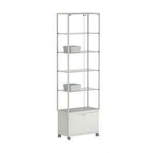 Vitrina con Marco de Aluminio de 75 cm de Ancho y 220 cm de Alto, Puertas de Vidrio Blanco, Estantes Ajustables, Mueble de Exhibición - Product Image 2
