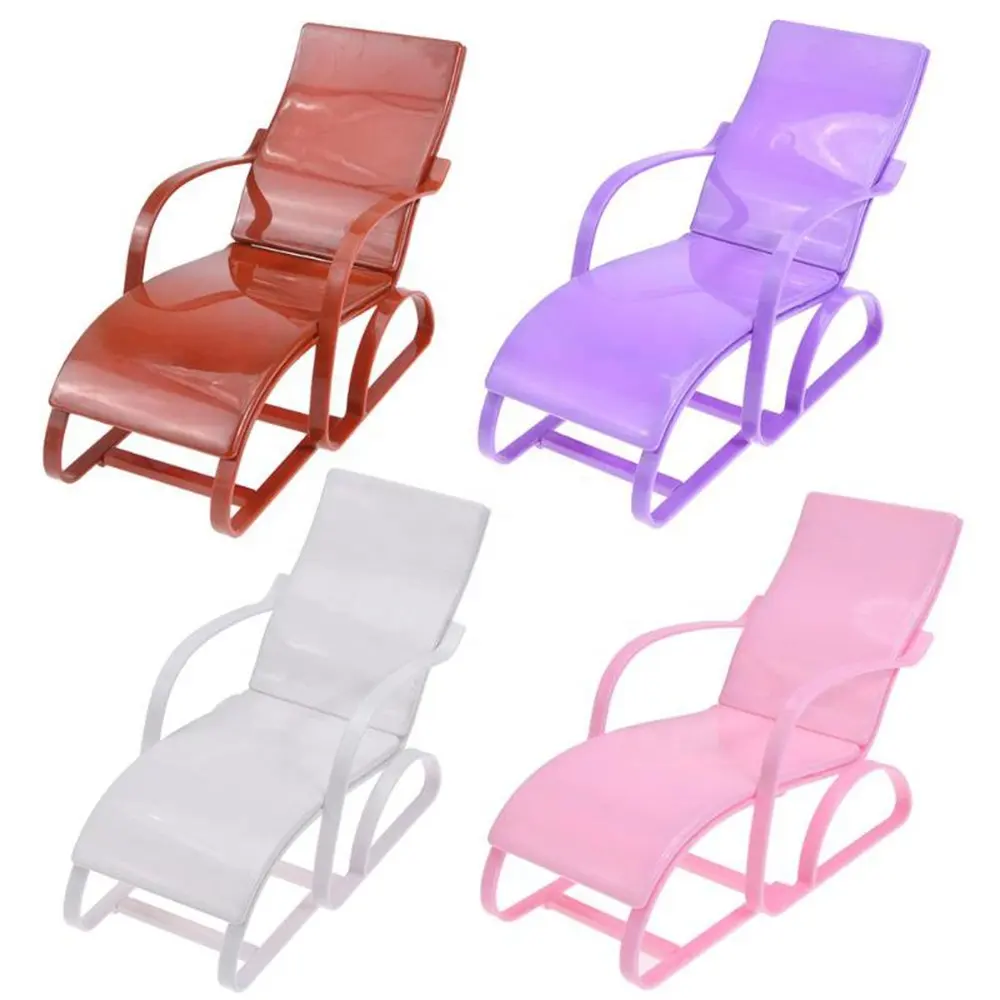 1:6 Schaal Poppenhuis Meubels Zwemmen Opvouwbare Deckchair Accessoires Voor Pop Voor Blythe Huis Lounge Roze Roos Strand Stoel