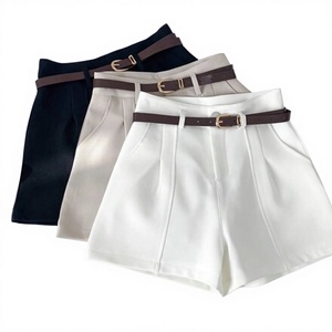 Damen High-Waist Weiße Shorts Frühling Sommer Lässige Weite Modehose Gewebte Mittelhohe Taille Atmungsaktives Trendmuster - Product Image 1