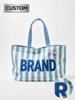 Sac fourre-tout rayé à imprimé lettres grandes, en toile, grande capacité, sac à bandoulière avec sangle réglable et fermoir doré, vente en gros directe usine