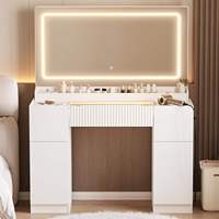 Mobilier de chambre moderne blanc avec lumière LED coiffeuse avec rangement en option pour le salon panneau d'appartement pour la beauté