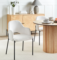 Chaise de salle à manger moderne nordique en tissu blanc, chaise de cuisine rembourrée, meubles de maison, chaises de salle à manger