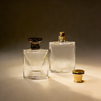 Botella de Perfume Cuadrada de Vidrio Transparente de Lujo - Revestimiento Interior de Embudo con Tapa de Aleación de Zinc/Pulverizador de Niebla Fina Recargable
