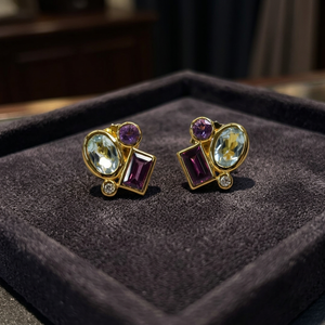 Listos para Enviar, Pendientes de Plata S925 con Baño de Oro de 14K, Topacio Azul Natural y Rodolita, Personalizables para Venta al por Menor, OEM, ODM - Product Image 3