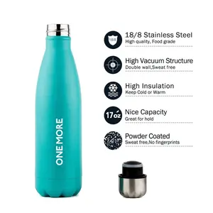 Insulated Water Bottle BPA Free 17oz Double Wall Stainless Steel Cola Shape Water Bottles For Travel