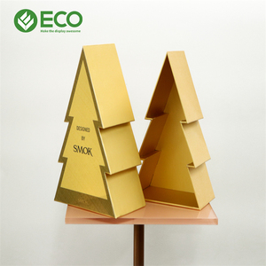 Scatola Regalo di Lusso Personalizzata a Forma di Albero di Natale in Oro, Confezione Pieghevole in Cartone per Esposizione Promozionale Festiva - Product Image 4
