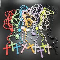 Collier Croix Lumineuse, Bijoux d'Exportation, Chapelet Lumineux en Plastique, Perles Brillantes dans le Noir