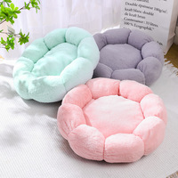 Nouvelle Tendance : Lit pour Chat Doux et Confortable en Forme de Fleur, en Peluche Chaude Lavable avec Coussin Moelleux en Fausse Fourrure
