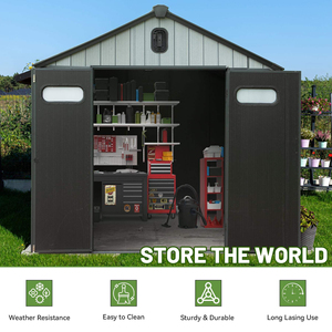 Caseta de Almacenamiento Multiusos para Exteriores de 6x6 Pies, con Puertas con Cerradura y Ventana de Ventilación, para Bicicletas y Cortadoras de Césped - Product Image 2