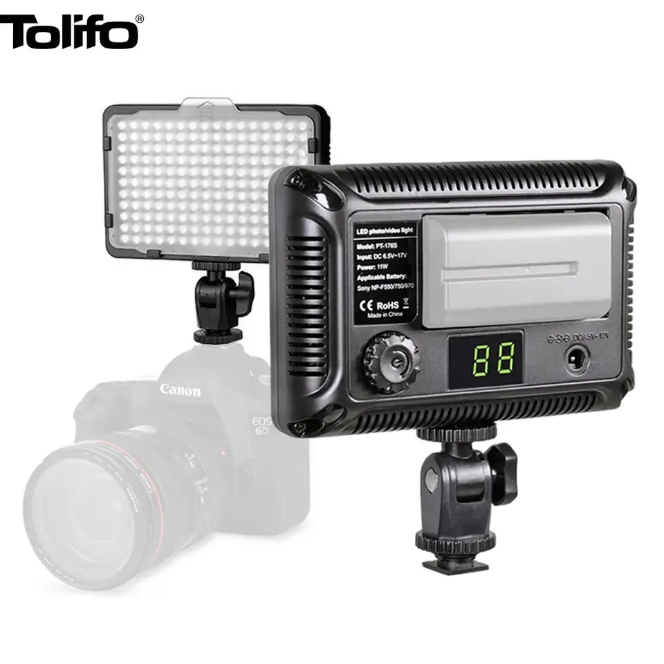 Tolifo Draagbare Fotozak Lichtgewicht On-Camera Led Mini-Installatie Op Camera 176 Leds Perfect Fotografie Verlichting Video Licht
