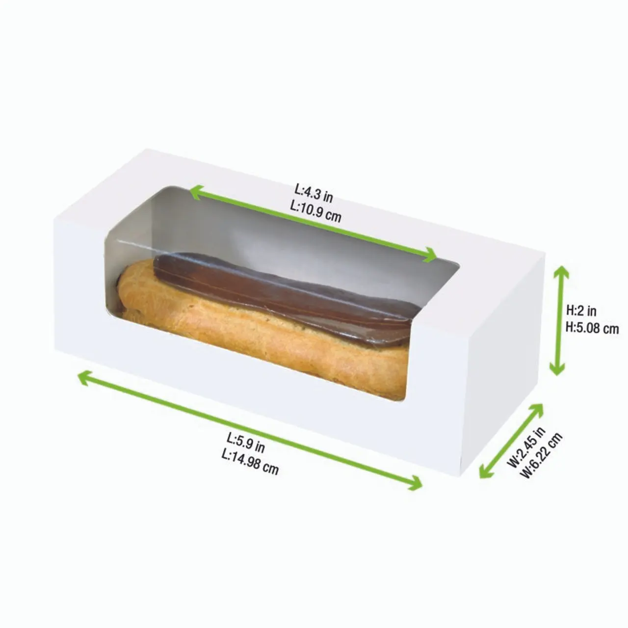 Boîte à gâteau transparente parfaite pour pâtisserie Eclair Hot Dog 14oz avec fenêtre en PE