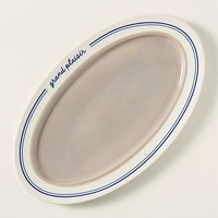 Vente en gros bon prix Assiettes de service à pain nordiques imprimées à la main en couleur émaillée Assiette ovale en céramique pour restaurant