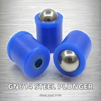 Piston à ressort à bille GN614, corps en POM avec bille en acier, fixation par pression