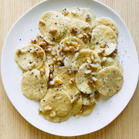 Moule à pâte Corzetti en bois imprimé, motif étoile alpine et edelweiss